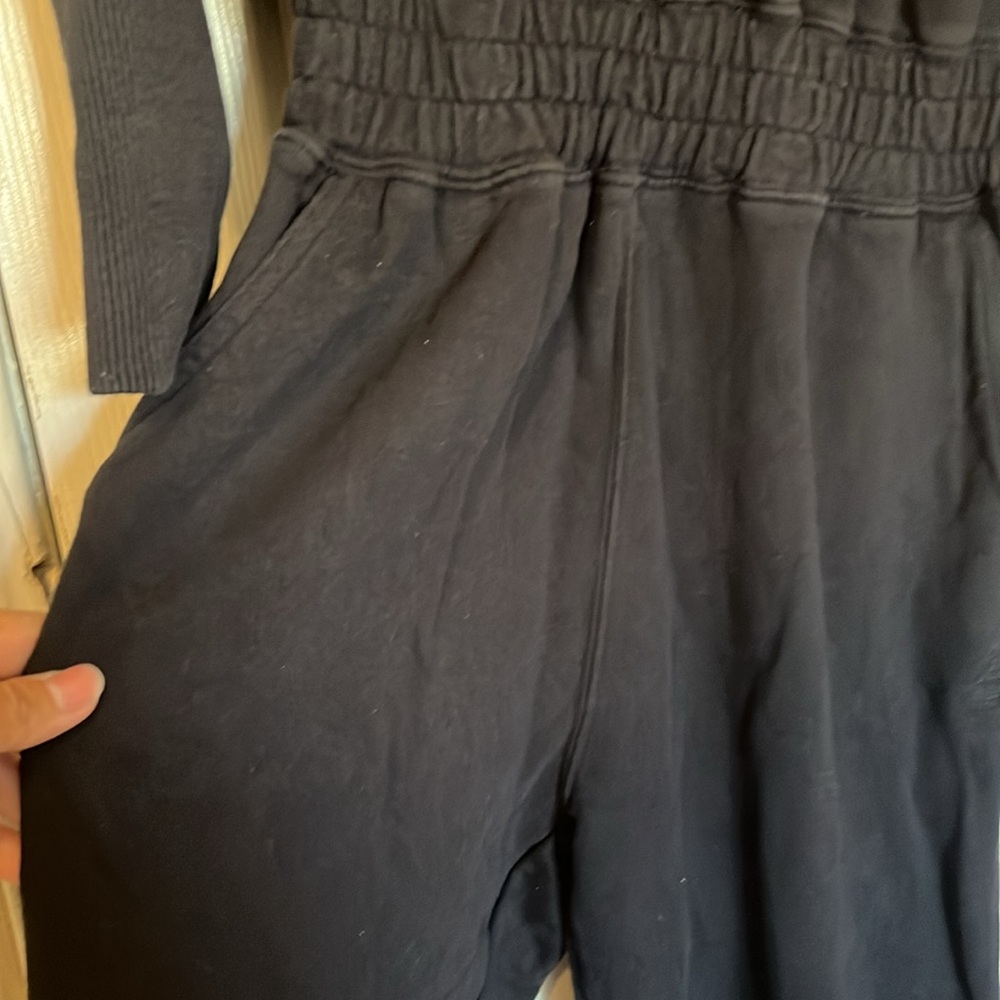 Black Women's Jogger Jumpsuit - Casual Pullover Romper - Picture 10 of 11